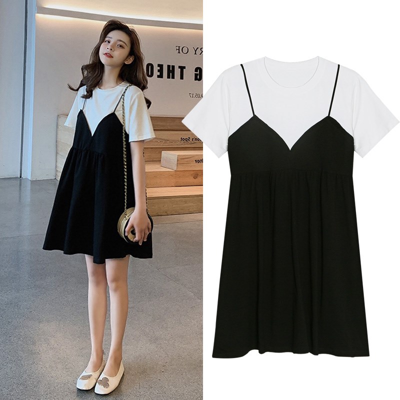 Pregnant Woman Ocean Dress Stylish Fashion Suit Two Sets 2022 New Summer Season Nets Red Short Sleeves Women Pregnant Women Skirts