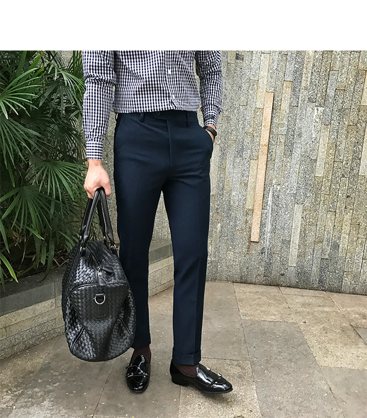Jie Mo 2018 thu đông mới thời trang mới Slim phiên bản Hàn Quốc của quần ống suông nam Anh giản dị kinh doanh quần âu quần tây nam đẹp