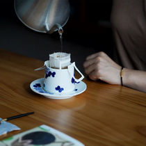 Selective scientist Hydrangea coffee cup plate Jingdezhen exquisite high temperature porcelain hand painted blue and white Chinese style 190 ml