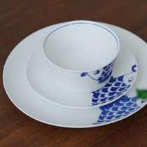 Selectionist half fish Jingdezhen high temperature porcelain hand-painted blue and white dishes home set custom new Chinese style