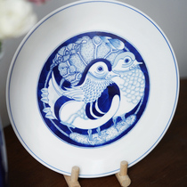 Selective scholar Mandarin duck plate gift bag wedding hand-painted blue and white custom base