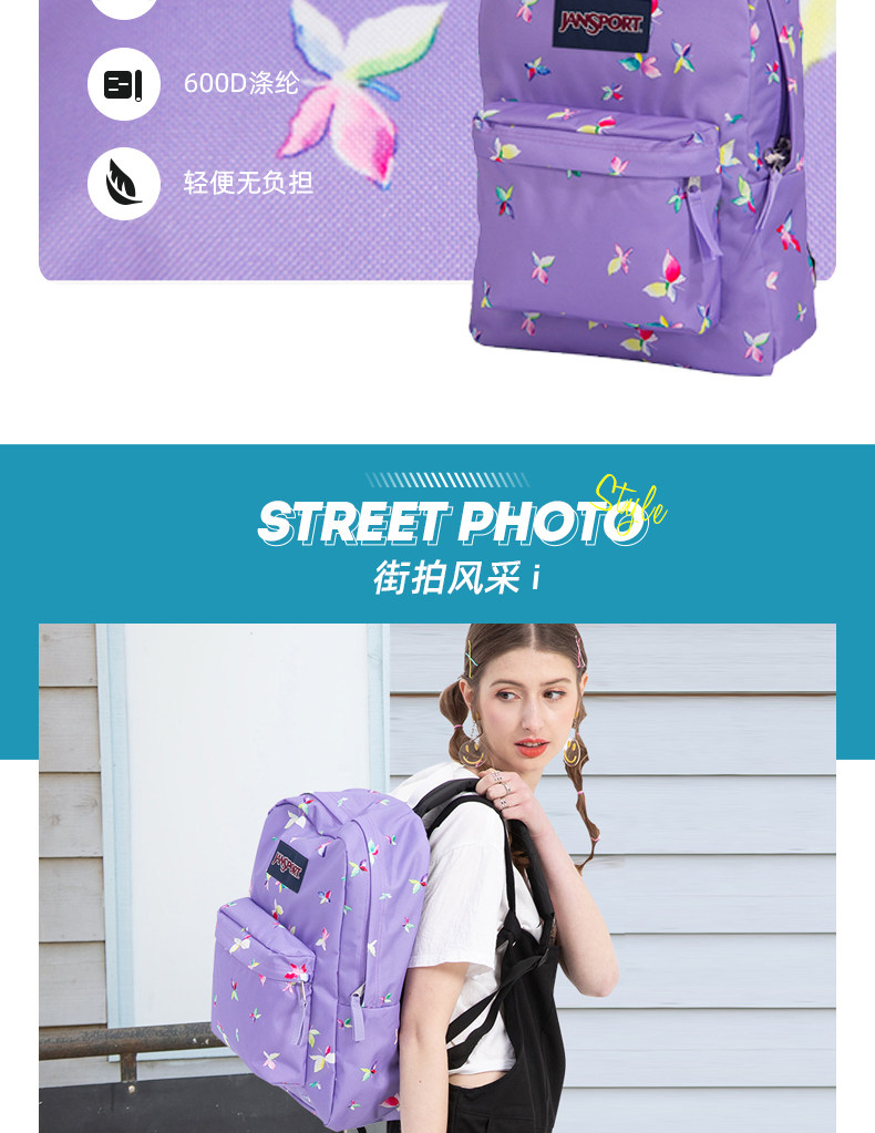 JanSport 杰斯伯 个性印花双肩背包 图4