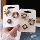 ຊຸດ 3 ຊິ້ນຂອງຄົນອັບເດດ: ຍີ່ປຸ່ນແລະເກົາຫຼີ retro diamond-encrusted pearl snowflake brooch suit jacket coat pin collar pin accessories for women