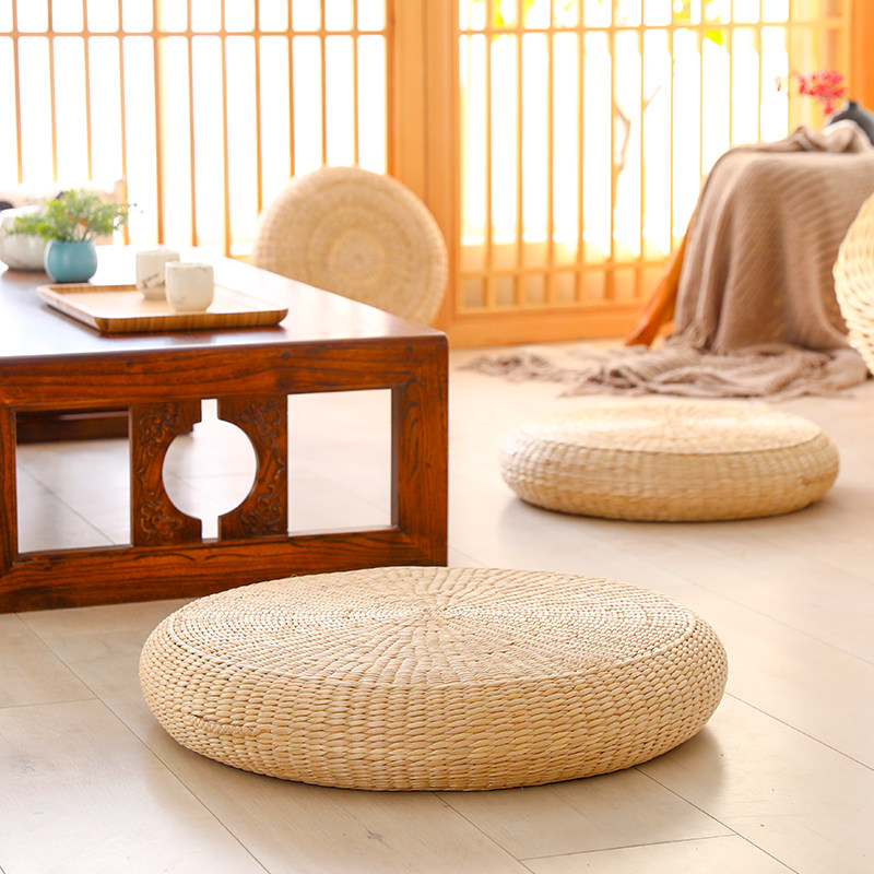Straw home meditation cushion futon cushion Japanese-style tatami futon cushion meditation cushion meditation mat worship Buddha mat round