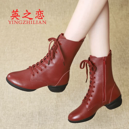 英之恋 Танцующая обувь, сапоги, туфли, ботинки, из натуральной кожи, мягкая подошва