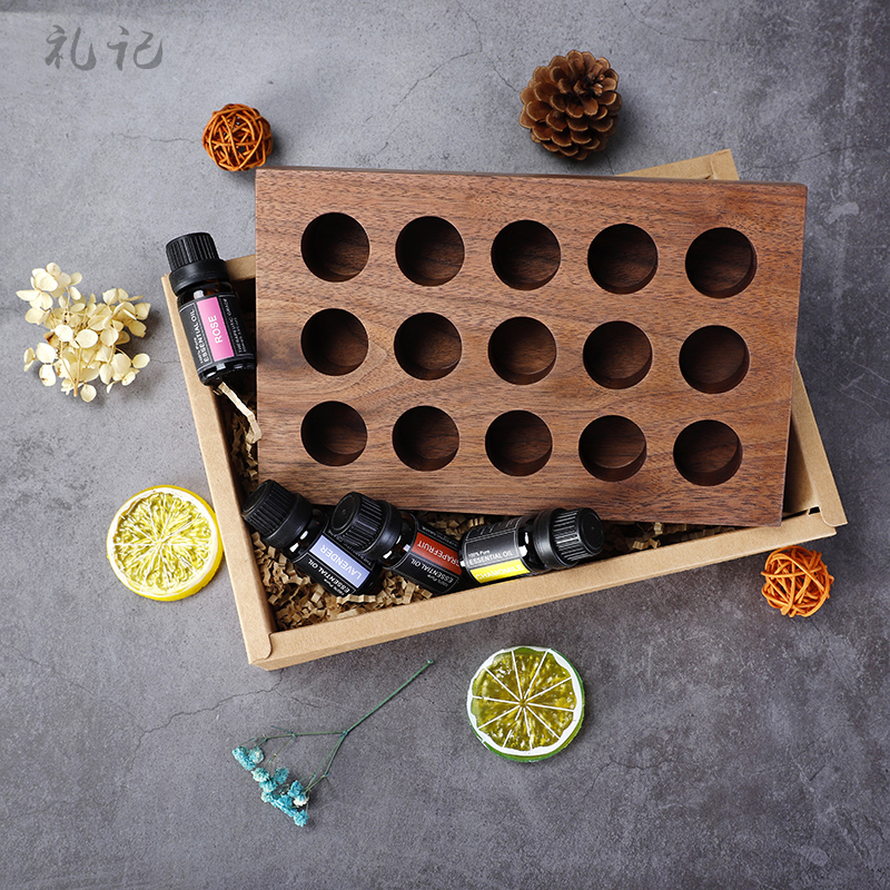 Log essential oil box containing box solid wood display finishing frame wood essential oil shelf fragrant lavender red containing layer shelf