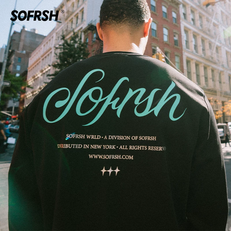 SOFRSH Нью-Йорк СОХО лимитированная длинный рукав футболка из чистого хлопка бирюзовый серебристый Мадел высокий вертикальный ткань