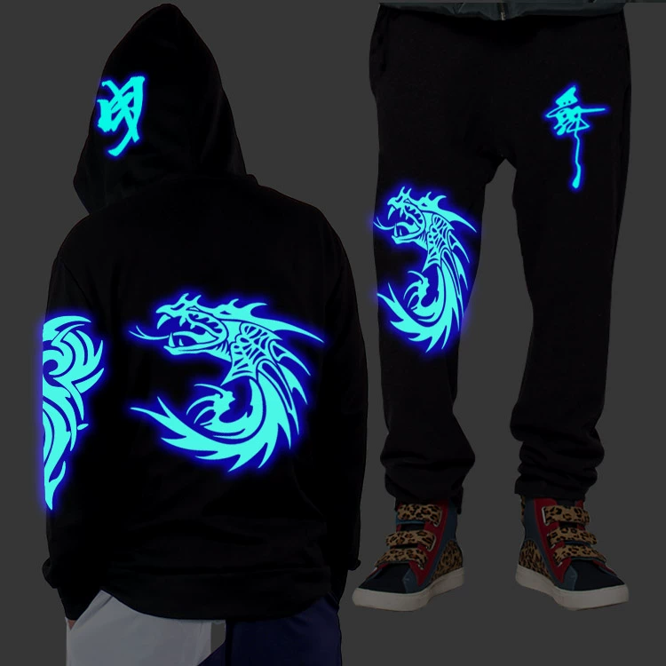 Quần áo dạ hội múa ma dạ quang Set học sinh nam và nữ Hip Hop Wind Troll Dance Sweater Ghost Dance Step Coat Full