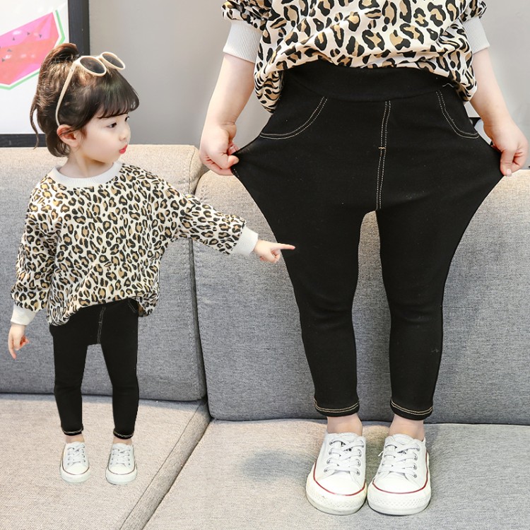 Like jeans in pants girls pure cotton wear children autumn girls black girl pants spring and autumn
