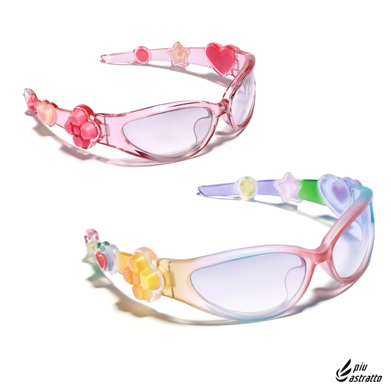 Piu Abstract Gm Style Gradient Sunglasses Y2K Millennial Style Jelly Gummy Sour Sugar Glasses