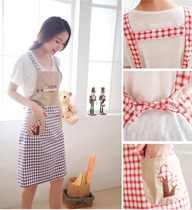 Household kitchen apron women waterproof and oil-proof fashion Plaid sling sling Fry apron kitchen clean anti-fouling skirt