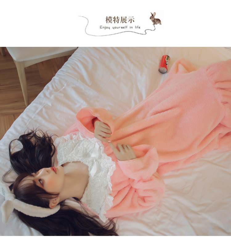 Mùa thu đông 2018 dài thêm size lớn cộng với váy ngủ nhung nữ 200 cân cộng với phân bón XL đồ ngủ cho bà bầu lỏng mỡ MM đồ mặc nhà
