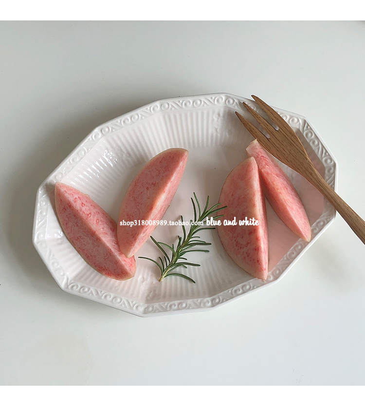 French diamond breakfast plate Vintage ceramic polygon salad plate Dessert plate Fruit plate White Western dinner plate