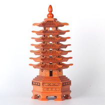 7-story mahogany Wenchang Tower ornaments. The total height of the seven-story tower crafts is about 27 cm. Office desk study room ornaments.