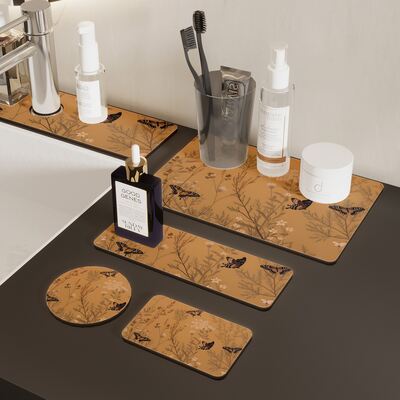 Classical and retro style diatom mud water cups, absorbent pads, countertop washbasin, mouthwash cups, toothbrush coasters, household coasters