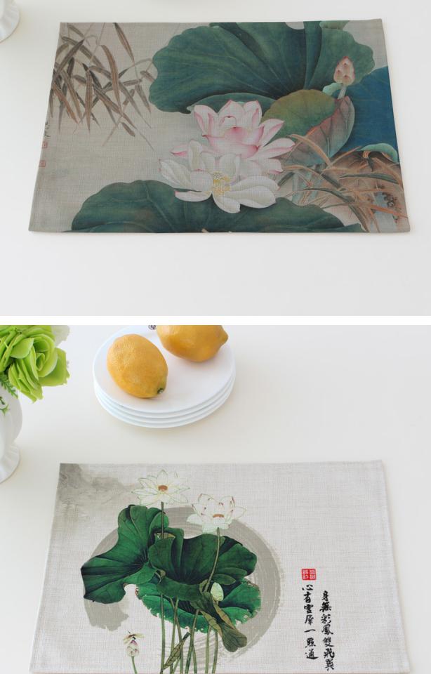 gió của Trung Quốc retro Trung Quốc thảm trà sen pad Tây pad thảm miếng bông cách nhiệt gỗ gụ bàn ăn đế lót ly đĩa - Khăn trải bàn miếng trải bàn