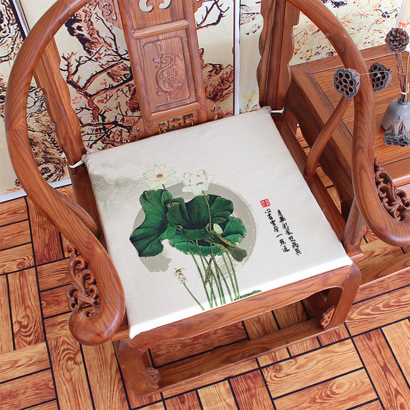 Mực in hoa sen Mới đệm Trung Quốc cổ điển gỗ gụ sofa đệm pad ghế ăn pad dày xốp ghế đệm tùy chỉnh đệm sofa
