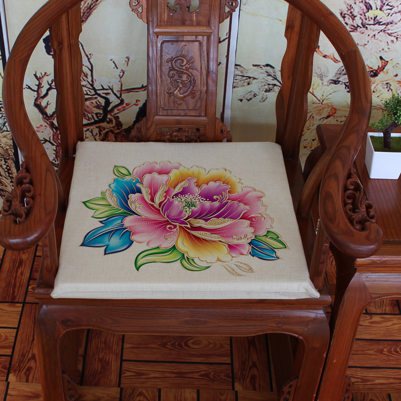 Hoa mẫu đơn và đệm phong phú mới của Trung Quốc đệm sofa cổ điển bằng gỗ gụ đệm ghế ăn ghế nệm ngồi