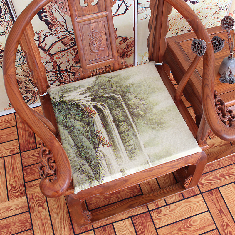 Mực in hoa sen Mới đệm Trung Quốc cổ điển gỗ gụ sofa đệm pad ghế ăn pad dày xốp ghế đệm tùy chỉnh đệm sofa