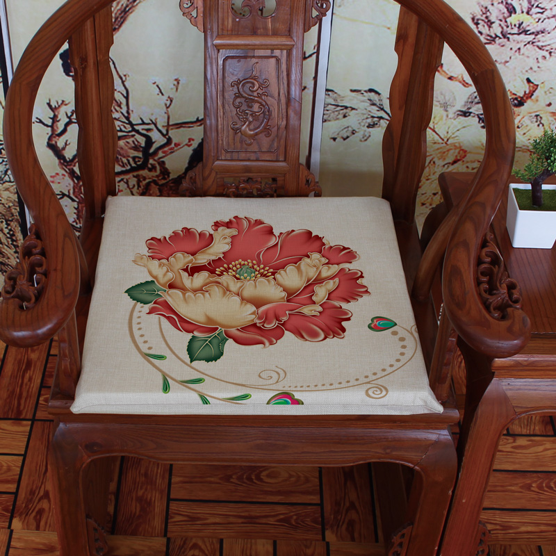 Hoa mẫu đơn và đệm phong phú mới của Trung Quốc đệm sofa cổ điển bằng gỗ gụ đệm ghế ăn ghế nệm ngồi