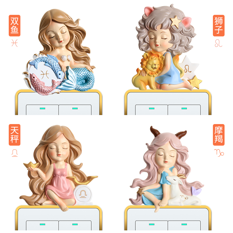twelve Constellations Resin Switch Patch Card Ventilation Socket Trim room interior wall stickup fairytale Creative 3d Solid sticker