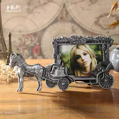 5 inch metal photo frame retro copper white carriage photo frame wedding gift table home baby gift ornaments X71