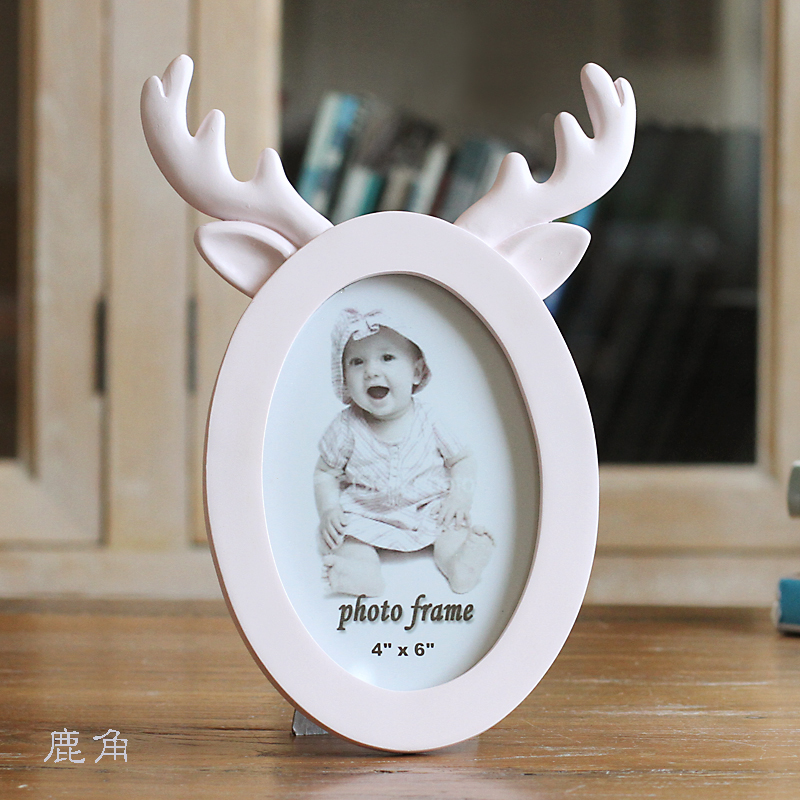 6 Inch Cute Cartoon Rabbit Ear Cat Ear Deer Corner Creativity Photo Frame Swing Table Home Swing Accessories Baby Photo Frame