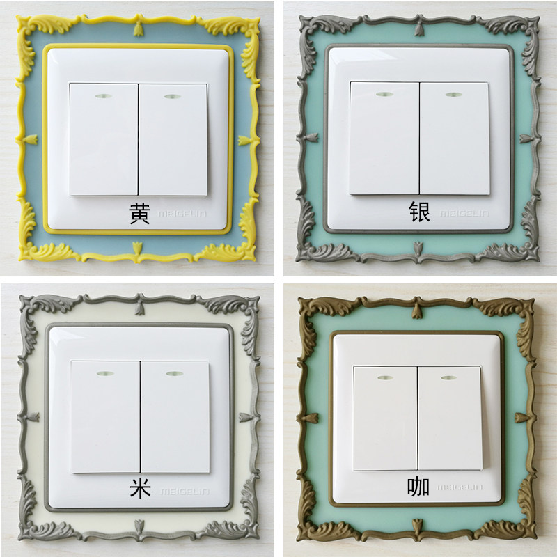 American Classical Switch Patch Wall Patch SWITCH SLEEVE 3d stereo-free electric light switch decorated with luminous socket cover for home