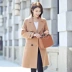 Mùa thu đông 2017 áo len mới nữ dài Phần phiên bản Hàn Quốc của áo khoác nữ thắt lưng gió áo khoác len mỏng áo khoác dạ dáng dài hàn quốc Accentuated eo áo