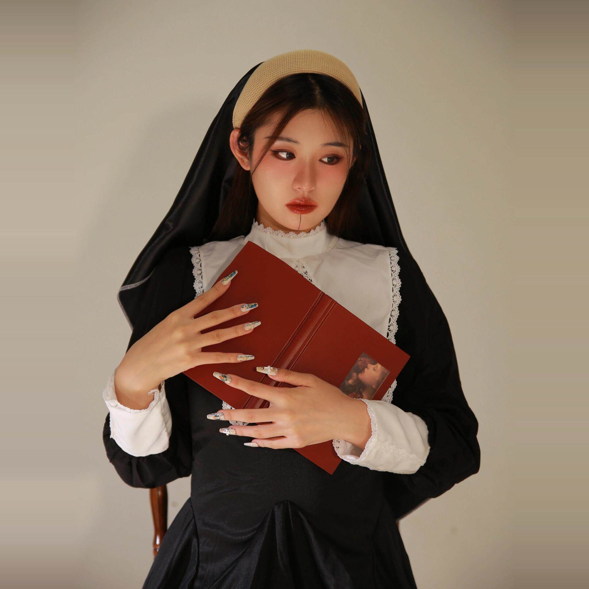 万圣节邪恶修女cos服装反差派黑化哥特风恐怖连衣裙_Cosplay女装_淘宝游戏网