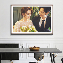 Wedding photo Big photo frame wall hanging three combinations Family portrait Living room bedroom Wedding photo custom wash photo plus light luxury