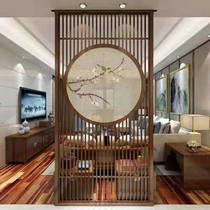  Stainless steel wood grain transfer screen partition New Chinese style through flower lattice Rose gold titanium aluminum hollow carved hotel