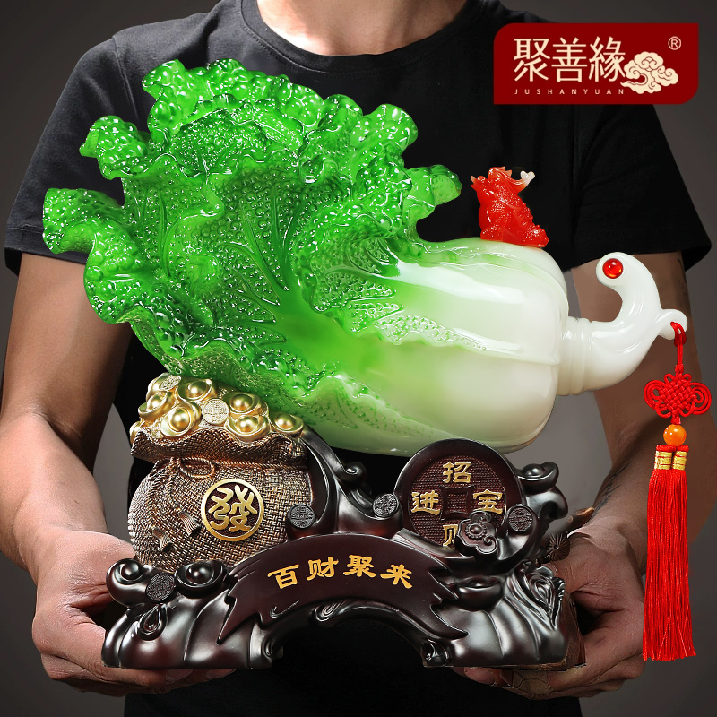 白菜の飾り、富を引き寄せる、リビングルームの入り口、ワインキャビネット、レジの装飾、工芸品、開店祝い