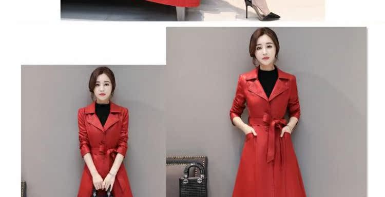 Hained leather nữ 2018 phiên bản Hàn Quốc của mùa thu đông mới và phần dài thon gọn trên chiếc áo khoác gió áo da nu