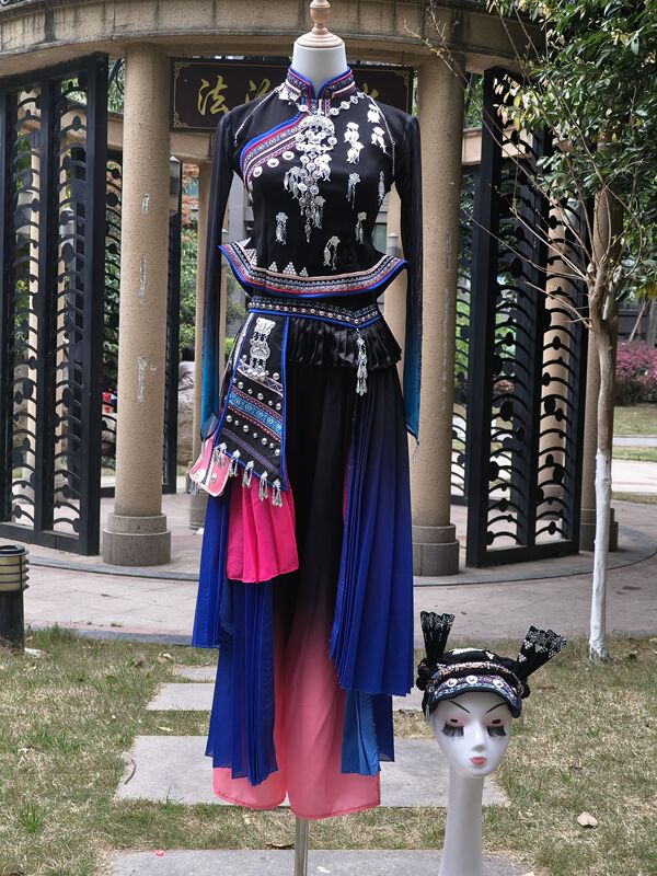 New Art Exam Ethnic Dance Women's Solo Dance Cave Dance Performance Costumes Zhuang Ethnic Performance Costumes