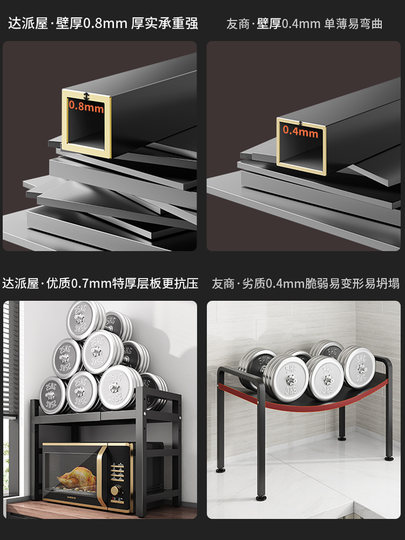 达派屋厨房置物架微波炉架子烤箱收纳可伸缩双层台面桌多功能橱柜