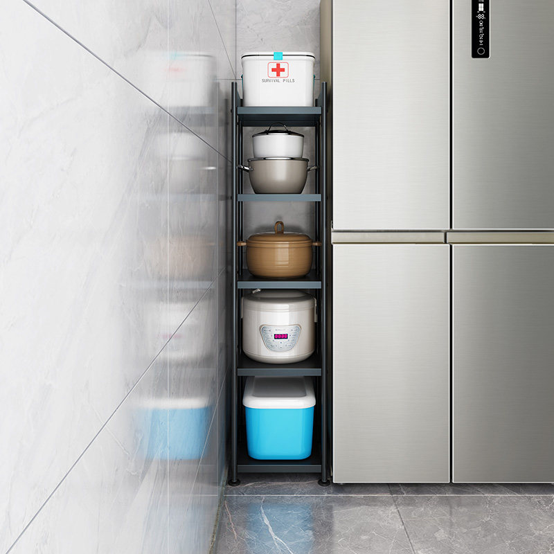 Black Kitchen Nip Sewn Shelve Shelf Floor Multilayer Narrow Fridge Gap Contained Microwave Oven oven Boiler Room