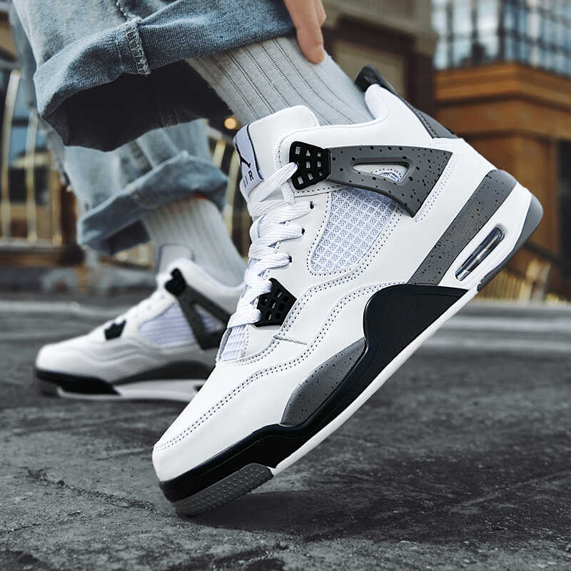 Aj4 Men's Shoes Height Increasing Shoes Men's High-Top Jordan 4 Basketball Casual Sports Shoes Sneakers Air Force Internal Height Increase 6cm 8cm 10cm