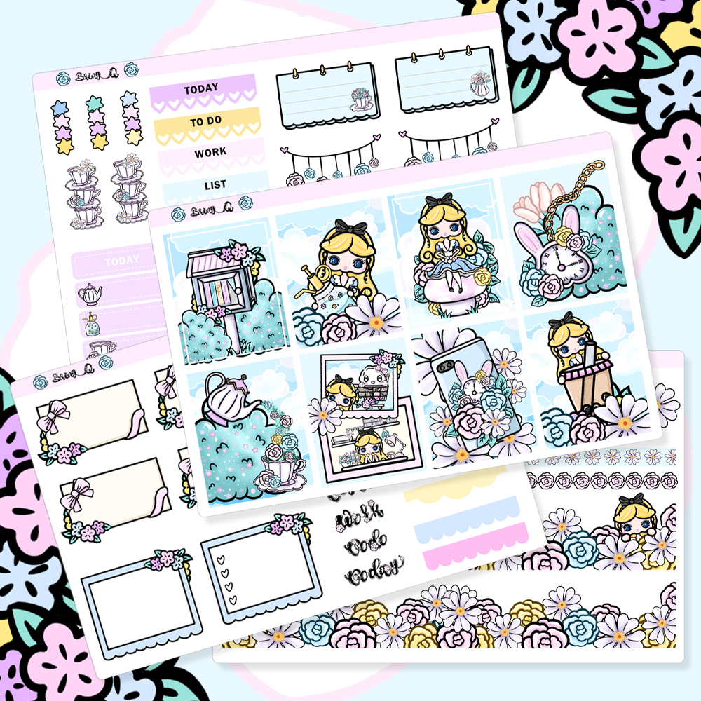 Bring Q] Original kits Alice cute ins European and American style plan hand account ec sticker hp decoration