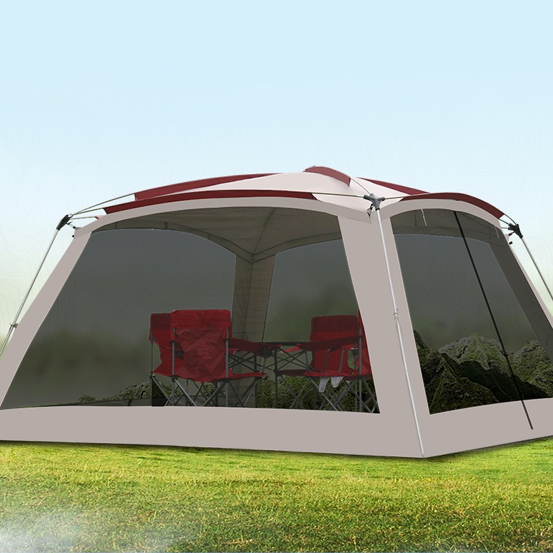 Tent outdoor portable multiman camping thickened oversize 6-10 people folding awning anti-rainstorm sunscreen