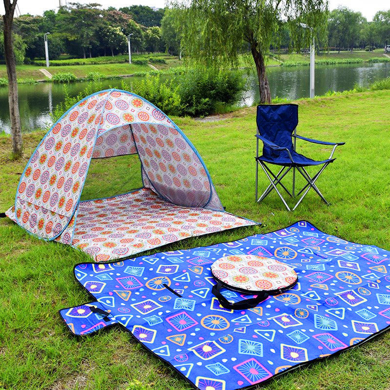 Outdoor tent with bottom tent children automatic speed open beach park free of sun protection and rain awning 61