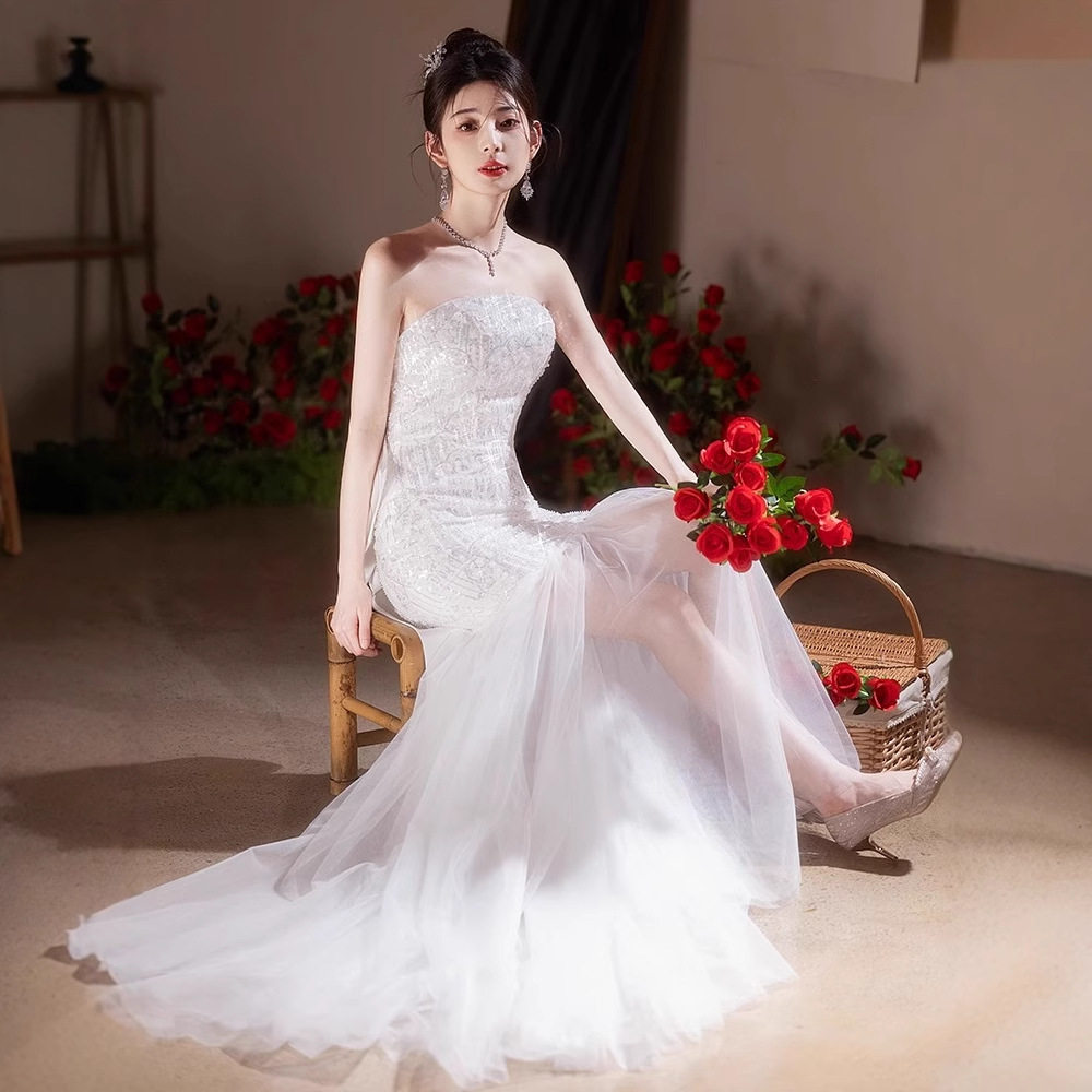 法式轻婚纱:新娘高级感必备,森系超仙迎宾出门纱晨袍女订婚晚礼服连衣裙💖-婚纱-淘宝百科网