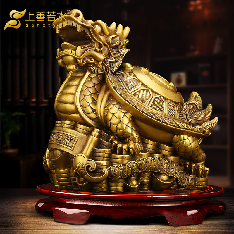 Upper Good If Water All Bronze Dragon Turtle Swing Piece Gossip Gossip Turtle tortoise and mother turtle Merchants Home Process Gift hawkishings Furnishing Furnishing 4010