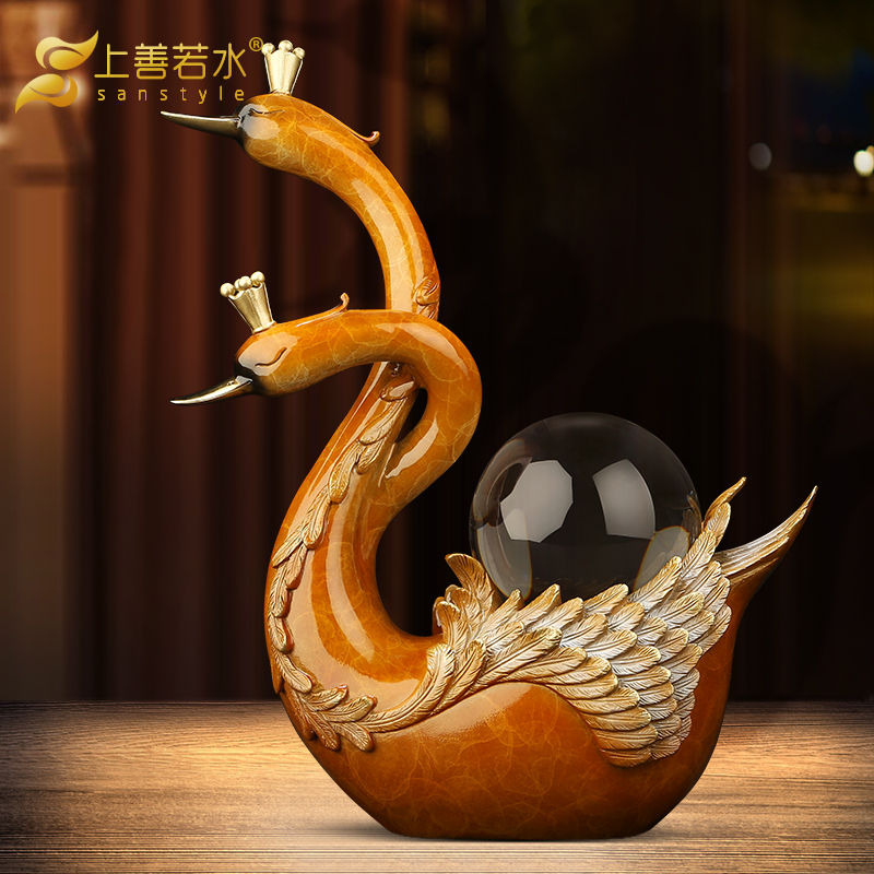 (Clearance) "Bingdi" copper swan ornaments living room wedding room housewarming wedding gifts to friends