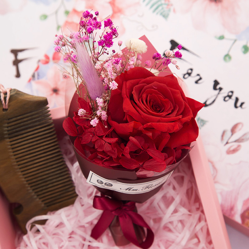 Bó hoa hồng tặng Ngày Valentine để gửi bạn gái của mình để sống đời đời Rose hoa khô sinh nhật kỷ niệm xưng tội M