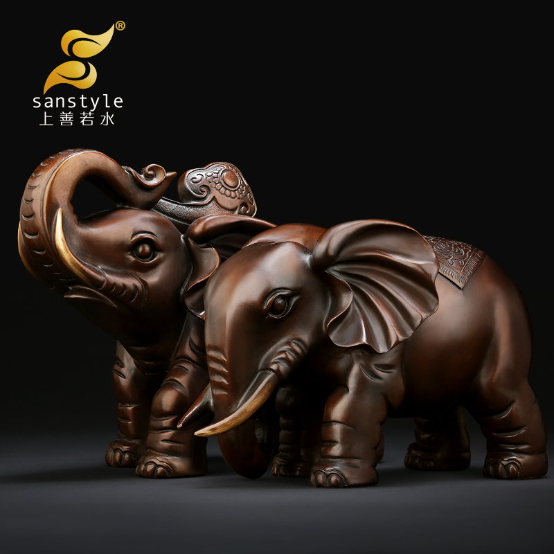Upper-good-if water-copper-elephant pendulum decoration large number one pair of goods and fortune living room Ornament Pendulum process Gift 0454