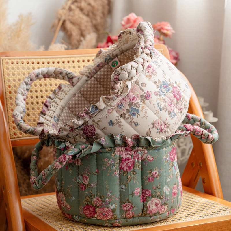 Export Export Trade Pastoral Fabric Storage Basket for Miscellaneous Items, Toys, Cosmetics, Cute Floral Underwear Storage Basket
