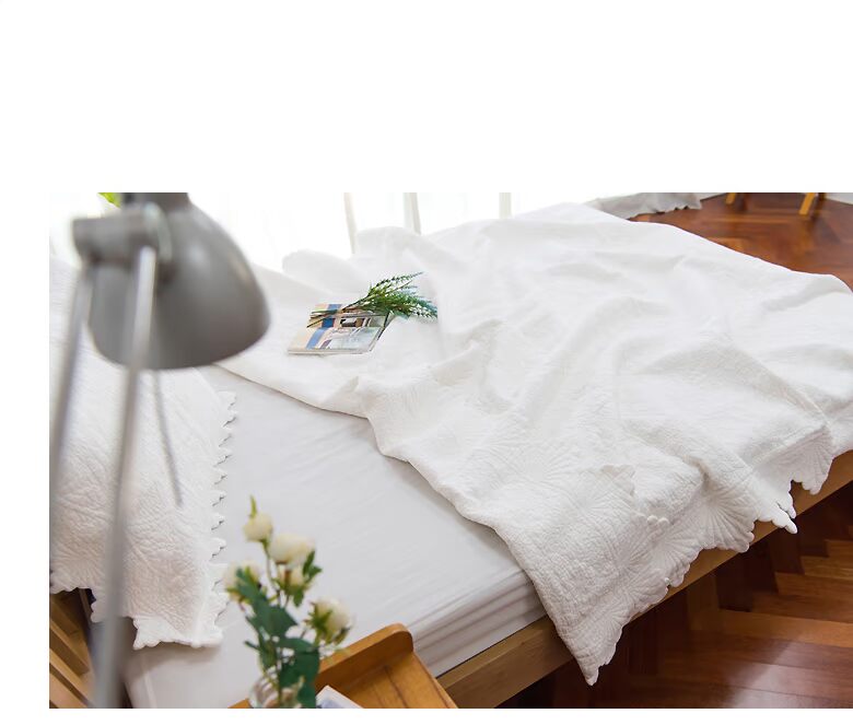 Bộ chăn ga gối cotton cỡ lớn màu trắng Hàn Quốc ba mảnh đặt bông mùa hè giặt điều hòa - Trải giường ga giường thun lạnh
