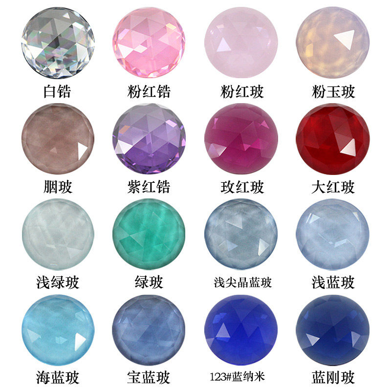 Round flat bottom color Panjia bare stone ring face triangle version rose cut face triangle cut glass artificial CZ nano