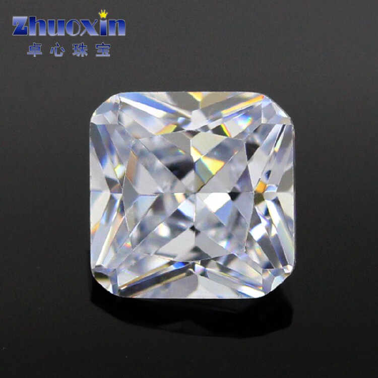 Positive Square Chamfered White Zircon Bare Stone Square Thunderground N-shaped Transparent Gem Colorless Artificial Small Octagon